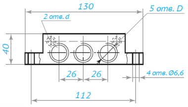 Размеры монтажной плиты распределителей 5Р2-231-02, 5Р2-233-02